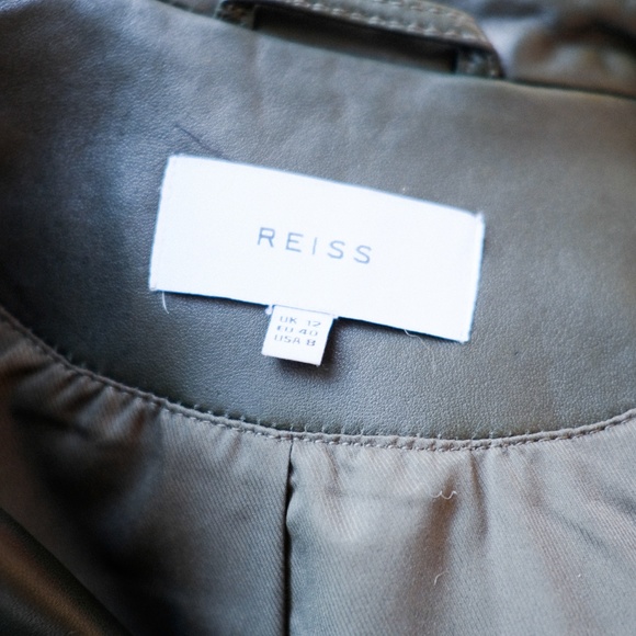 Dark Green Leather Jacket from Reiss - Picture 5 of 6